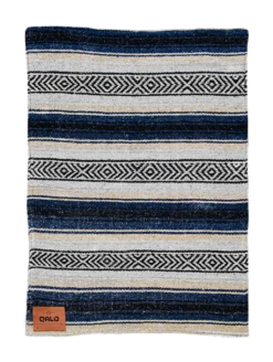 Blue Hand-Made Serape And Sherpa Baby Blanket -Silicone Jewelry & Accessories Accessories.Blanket.Navy .Flat