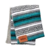 Teal Hand-Made Serape And Sherpa Baby Blanket -Silicone Jewelry & Accessories Accessories.Blanket.Teal .Folded