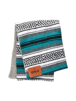 Teal Hand-Made Serape And Sherpa Baby Blanket