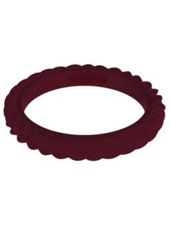 Women's Stackable Braid Silicone Ring -Silicone Jewelry & Accessories Braid.Maroon.Front be425891 b339 4e0d 875e 33eba10206b2