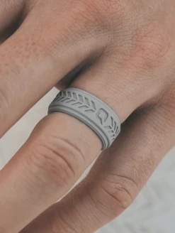 Men's White Chevron Silicone Ring -Silicone Jewelry & Accessories Chevron.LightGrey.AngleCopy2