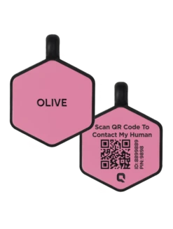 Rose Silicone QR Dog ID Tag Powered By MyID