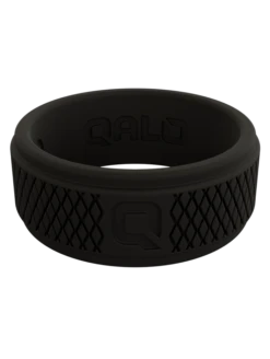 Men's Crosshatch Q2X™ Silicone Ring -Silicone Jewelry & Accessories Crosshatch.Black .Front
