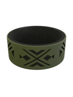 Men's Strata Arrowhead And Fish Silicone Ring -Silicone Jewelry & Accessories Mens strata oliveblack arrowheadfish front