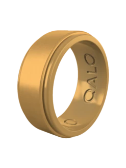Men's Metallic Polished Step Edge Silicone Ring