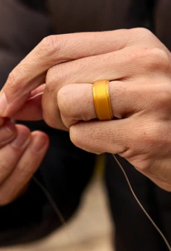 Men's Metallic Polished Step Edge Silicone Ring -Silicone Jewelry & Accessories Mens.PolishedStepEdge.Metallic.Gold .Hover