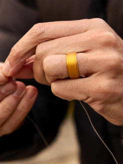 Men's Metallic Polished Step Edge Silicone Ring -Silicone Jewelry & Accessories Mens.PolishedStepEdge.Metallic.Gold .Lifestyle.1