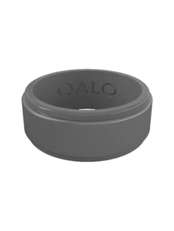 Men's Metallic Polished Step Edge Silicone Ring -Silicone Jewelry & Accessories Mens.PolishedStepEdge.Metallic.GreySteel.Front