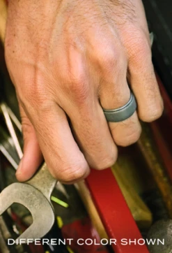 Men's Metallic Polished Step Edge Silicone Ring -Silicone Jewelry & Accessories Mens.PolishedStepEdge.Metallic.GreySteel.Hover