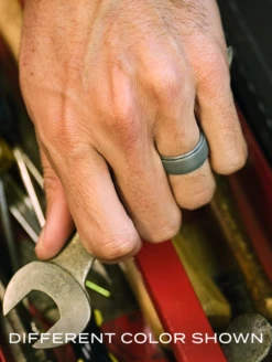 Men's Metallic Polished Step Edge Silicone Ring -Silicone Jewelry & Accessories Mens.PolishedStepEdge.Metallic.GreySteel.Lifestyle.1