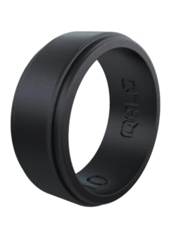 Men's Metallic Polished Step Edge Silicone Ring -Silicone Jewelry & Accessories Metallic.PolishedStepEdge.Tungsten.Angle