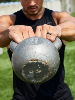 Narrow Polished Step Edge Silicone Ring -Silicone Jewelry & Accessories NarrowPolishedStep Black lifestyle1