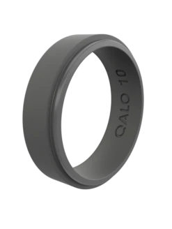 Men's Slate Grey Narrow Polished Step Edge Silicone Ring -Silicone Jewelry & Accessories NarrowPolishedStep Charcoal Angle