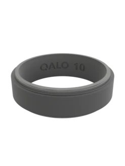 Men's Slate Grey Narrow Polished Step Edge Silicone Ring -Silicone Jewelry & Accessories NarrowPolishedStep Charcoal Angle Front