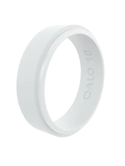 Narrow Polished White Step Edge Silicone Ring