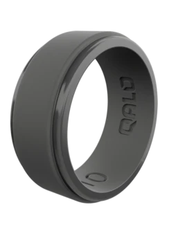 Men's Polished Step Edge Silicone Ring -Silicone Jewelry & Accessories PolishedStepEdge.Charcoal.Angle
