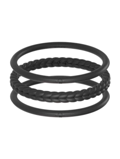 Women's Essential Bangles -Silicone Jewelry & Accessories QALO Bagels Bracelet Black Front