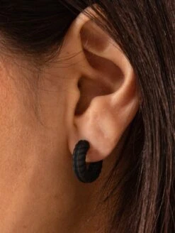 Lariat Earrings -Silicone Jewelry & Accessories QALO Lariat Earring Black Lifestyle 02