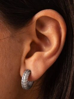 Lariat Earrings -Silicone Jewelry & Accessories QALO Lariat Earring Silver Lifestyle 01