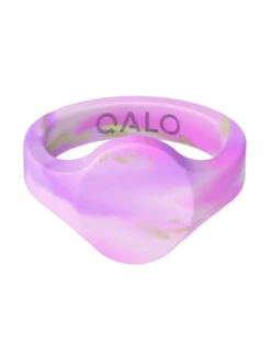 Women’s Natural Stone Signet Silicone Ring -Silicone Jewelry & Accessories QALO NaturalStone Signet Amethyst Front Trans