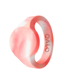 Women’s Natural Stone Signet Silicone Ring -Silicone Jewelry & Accessories QALO NaturalStone Signet RoseQuartz Angle Trans