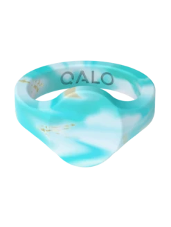 Women’s Natural Stone Signet Silicone Ring -Silicone Jewelry & Accessories QALO NaturalStone Signet Turquoise Front Trans