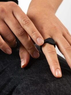 Women's Signet Ring -Silicone Jewelry & Accessories QALO Signet Black Lifestyle 02