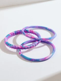 Women's Tie Dye Essential Bangles -Silicone Jewelry & Accessories QALO WOMENESSENTIALBANGLES PurpleCrush Lifestyle 01