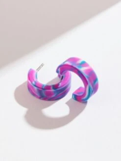 Step Tie Dye Earrings -Silicone Jewelry & Accessories QALO WOMENSTEPEARRINGS PurpleCrush Lifestyle 01