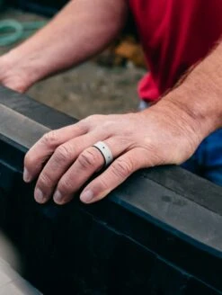 Men's Folds Of Honor Stars Forever Strata Ring -Silicone Jewelry & Accessories QLO FoldsOfHonor Mens Strata GreyBlue StarsForever Lifestyle 01