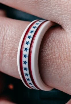 Folds Of Honor Stars And Stripes Modern Ring -Silicone Jewelry & Accessories QLO FoldsOfHonor Unisex Modern StarsAndStripes Hover