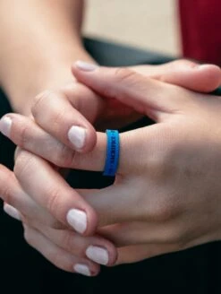 Women's Folds Of Honor Mantra Strata Ring -Silicone Jewelry & Accessories QLO FoldsOfHonor Womens Strata BlueBlack HonorMantra Lifestyle 02