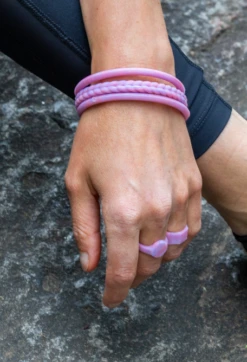 Women's Natural Stone Essential Bangles -Silicone Jewelry & Accessories QLO NaturalStone Bangles.Amethyst Hover