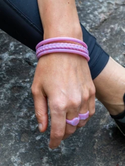 Women's Natural Stone Essential Bangles -Silicone Jewelry & Accessories QLO NaturalStone Bangles.Amethyst Lifestyle 01