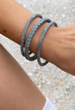 Women's Natural Stone Essential Bangles -Silicone Jewelry & Accessories QLO NaturalStone Bangles.Granite Hover