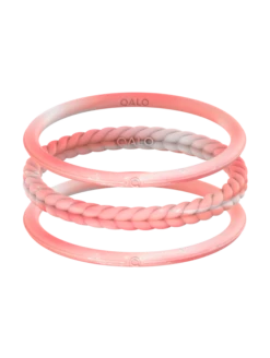 Women's Natural Stone Essential Bangles -Silicone Jewelry & Accessories QLO NaturalStone Bangles.RoseQuartz Angle Trans
