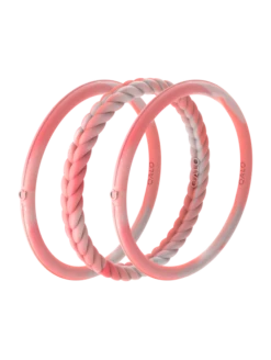 Women's Natural Stone Essential Bangles -Silicone Jewelry & Accessories QLO NaturalStone Bangles.RoseQuartz Front Trans