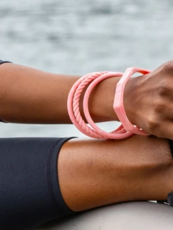 Women's Natural Stone Essential Bangles -Silicone Jewelry & Accessories QLO NaturalStone Bangles.RoseQuartz Lifestyle 01