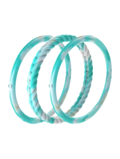 Women's Natural Stone Essential Bangles -Silicone Jewelry & Accessories QLO NaturalStone Bangles.Turquoise Front Trans