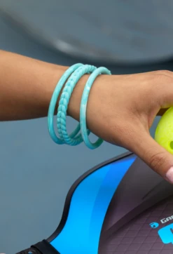 Women's Natural Stone Essential Bangles -Silicone Jewelry & Accessories QLO NaturalStone Bangles.Turquoise Hover