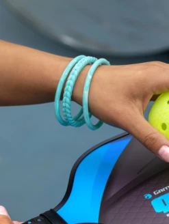 Women's Natural Stone Essential Bangles -Silicone Jewelry & Accessories QLO NaturalStone Bangles.Turquoise Lifestyle 01