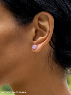 Emme Natural Stone Earrings -Silicone Jewelry & Accessories QLO NaturalStone EmmeEarrings.Turquoise Lifestyle 01