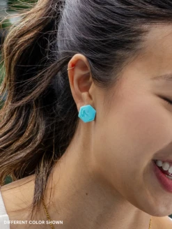 Ion Natural Stone Earrings -Silicone Jewelry & Accessories QLO NaturalStone IonEarrings.RoseQuartz Lifestyle 01