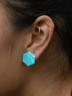Ion Natural Stone Earrings -Silicone Jewelry & Accessories QLO NaturalStone IonEarrings.Turquoise Lifestyle 02