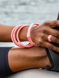 Women's Natural Stone Lake Bracelet -Silicone Jewelry & Accessories QLO NaturalStone LakeBracelet.RoseQuartz Lifestyle 01