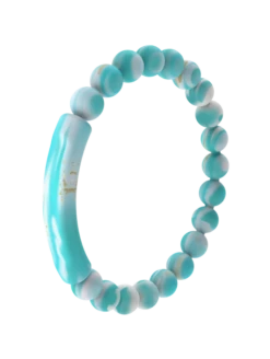 Natural Stone Tranquil Bracelet -Silicone Jewelry & Accessories QLO NaturalStone TranquilBracelet.Turquoise Angle Trans