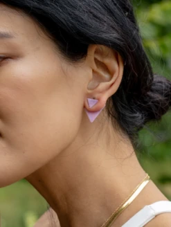 Wave Natural Stone Earrings -Silicone Jewelry & Accessories QLO NaturalStone WaveEarrings.Amethyst Lifestyle 02