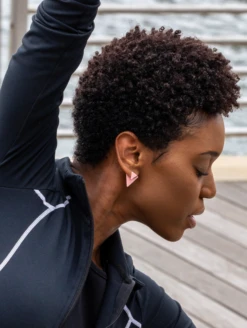 Wave Natural Stone Earrings -Silicone Jewelry & Accessories QLO NaturalStone WaveEarrings.RoseQuartz Lifestyle 02