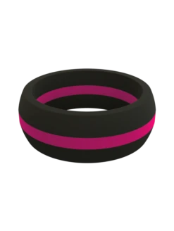 Men's Thin Pink Line Classic Silicone Ring -Silicone Jewelry & Accessories QLO.BarbellsForBoobs.MensThinPinkLine.Horizontal