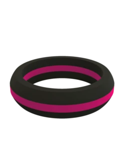 Women's Thin Pink Line Classic Silicone Ring -Silicone Jewelry & Accessories QLO.BarbellsForBoobs.WomensThinPinkLine.CMZ